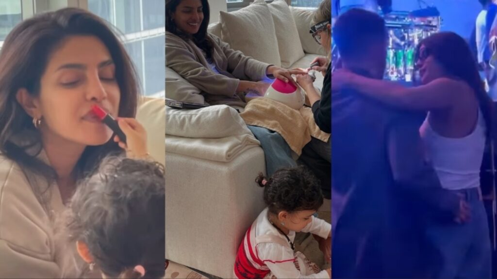Malti Marie turns makeup artist for mom Priyanka Chopra during her New York trip, applies lipstick and nail paint on her | Bollywood