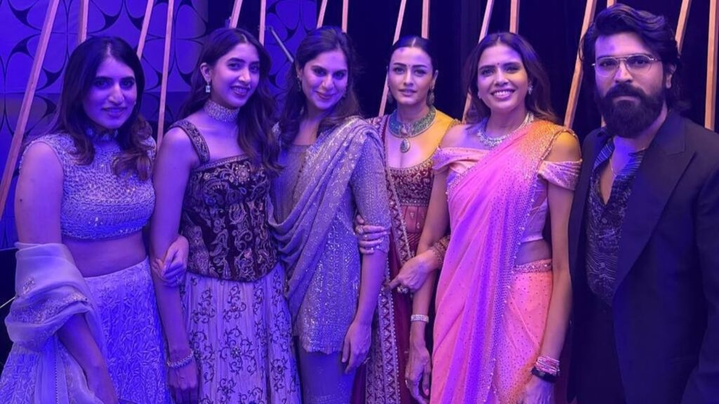 Namrata Shirodkar, Sitara catch up with Ram Charan, Upasana at wedding. See pic