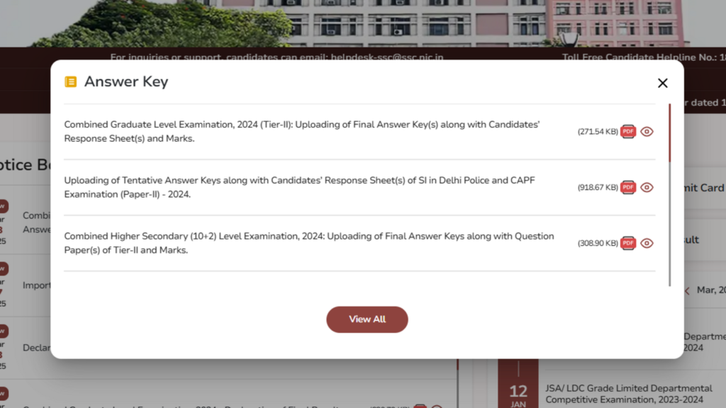 SSC CGL 2024 final answer keys, response sheets, marks for tier 2 out at ssc.gov.in; direct link