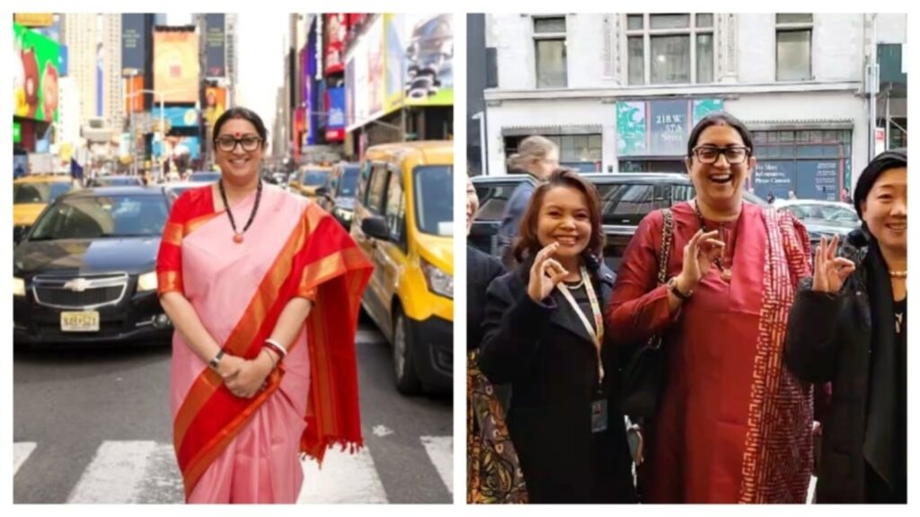 Smriti Irani’s a day in NYC: Exploring Times Square in saree to meeting friends, all within a ‘New York minute’ | Travel