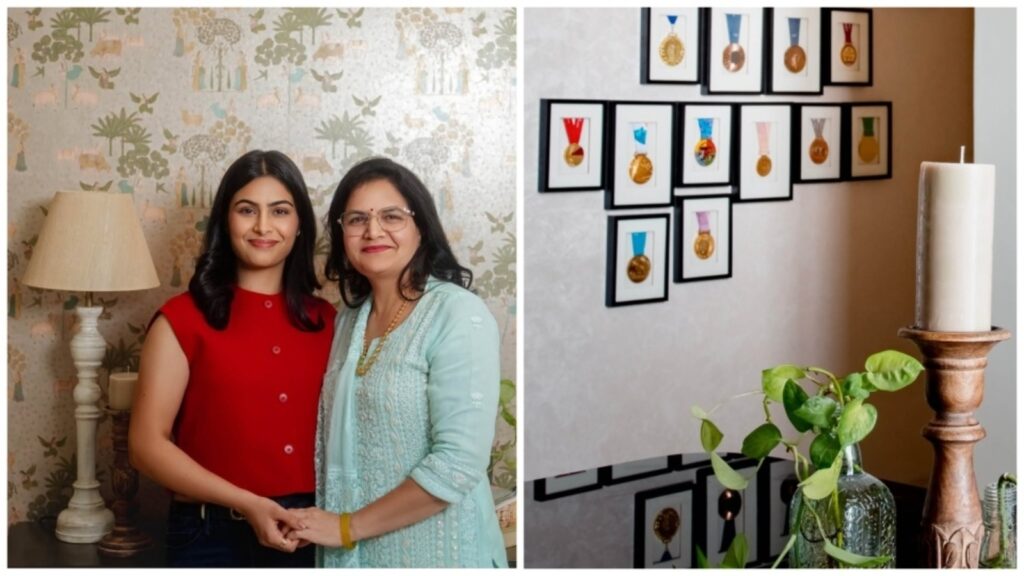 Step inside Olympian Manu Bhaker’s renovated 3 BHK home in Faridabad with Sabyasachi wallpaper, medals on walls. Watch
