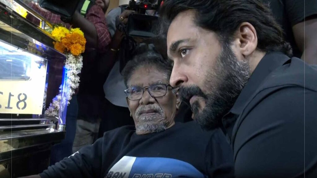 Suriya holds Bharathiraja’s hands to console him over son Manoj Bharathiraja’s death. Watch