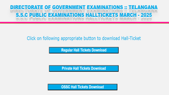 TS SSC Hall Ticket OUT 2025 Live: BSE Telangana Class 10 admit card released, download link here