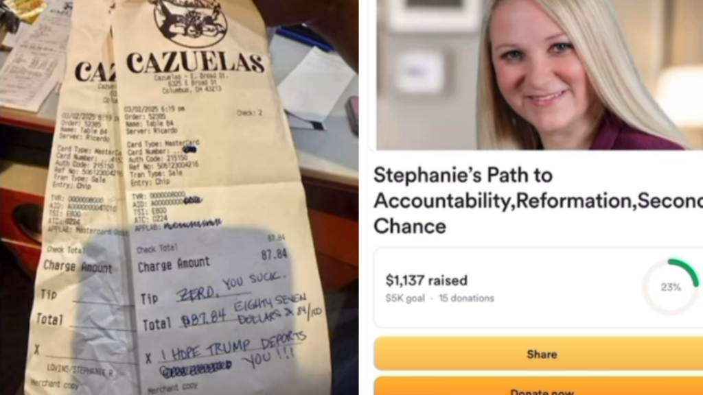 Woman who wrote ‘Trump should deport you’ on bill, begs for donations to ‘rebuild life’ | Trending