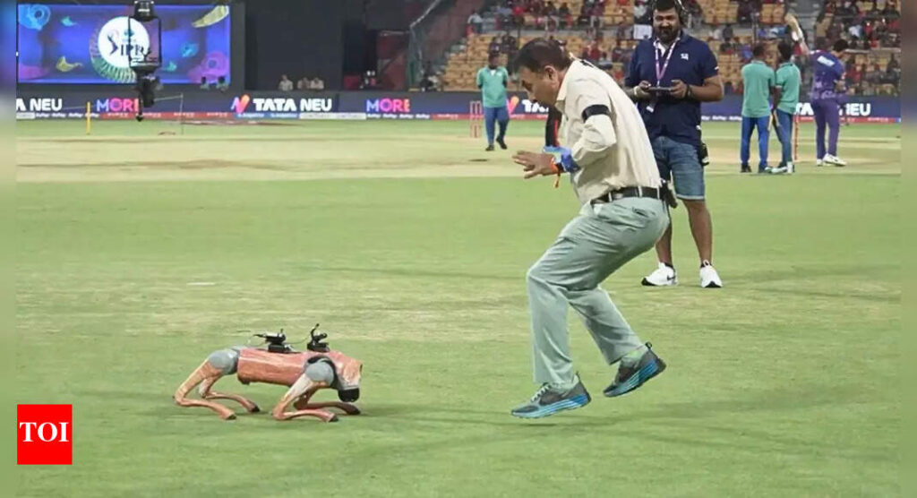 Sunil Gavaskar’s playful moments with IPL robot dog Champak go viral – Watch | Cricket News