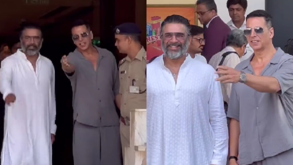Akshay Kumar wins hearts as he seeks police officer’s permission to pose for paparazzi with R Madhavan at airport. Watch | Bollywood