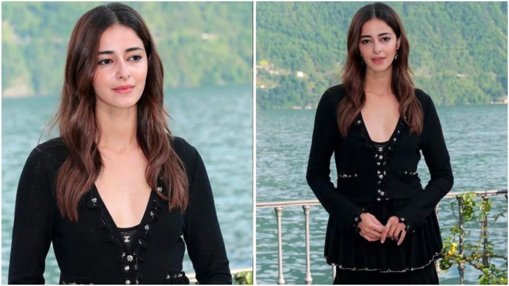 Ananya Panday looks angelic in 3-tiered black dress at Chanel Cruise show at Lake Como. See pics | Fashion Trends