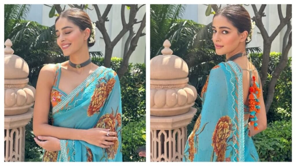Ananya Panday serves fresh vintage summer look in cyan saree and gajra for Kesari 2 trailer launch | Fashion Trends