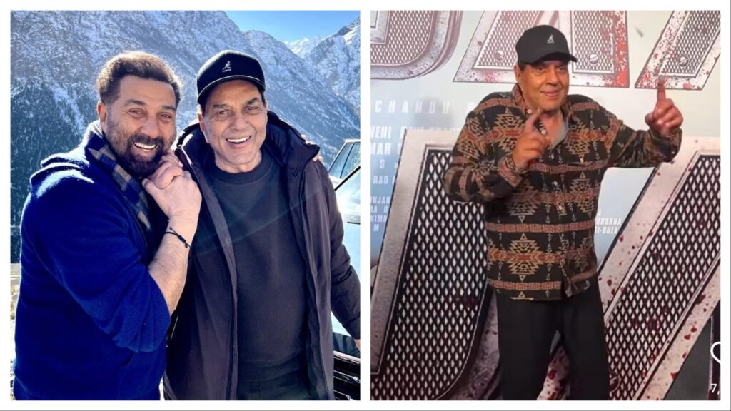 Dharmendra, 89, wins hearts with his dance moves to dhol beats at son Sunny Deol’s Jaat premiere. Watch | Bollywood