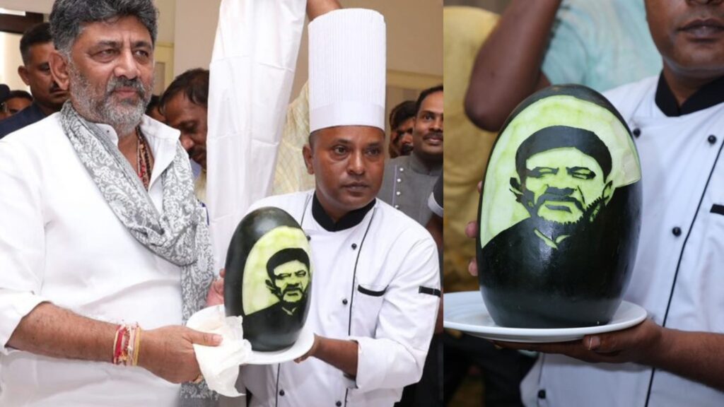 Fan carves DK Shivakumar’s face on watermelon, Congress leader expresses gratitude | Bengaluru
