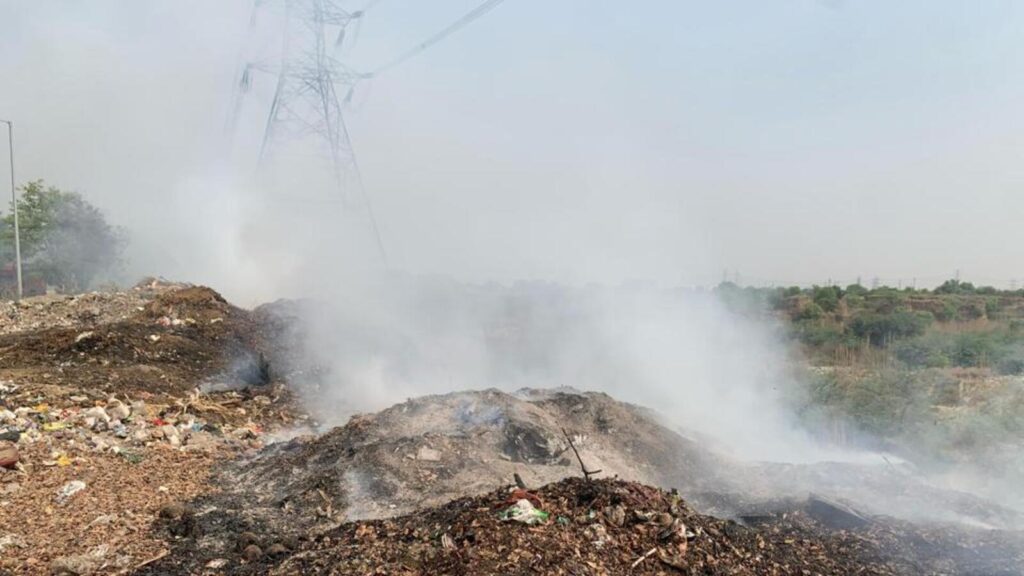 Greater Noida: Residents gasp as garbage fire rages near 105-metre road