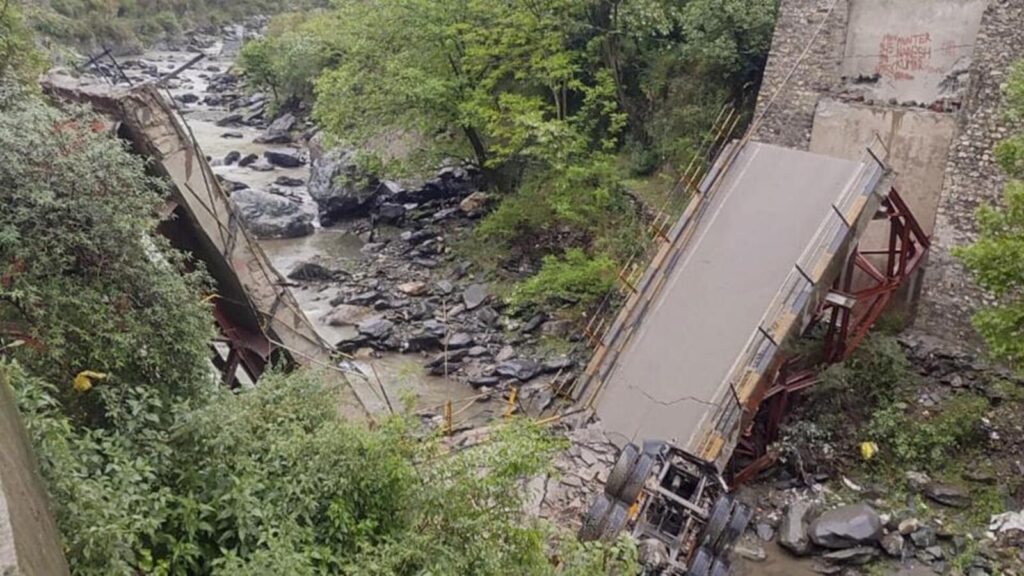 Himachal: Vehicular traffic disrupted after bridge collapses on NH 305 in Kullu district
