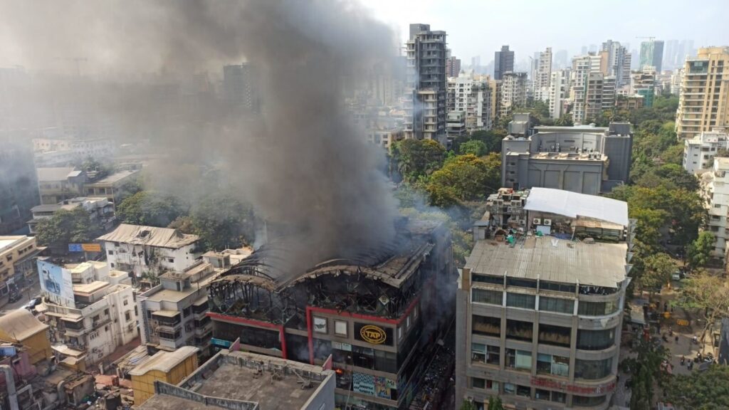 In photos, major fire at electronic showroom in Mumbai’s Bandra, thick smoke fills sky