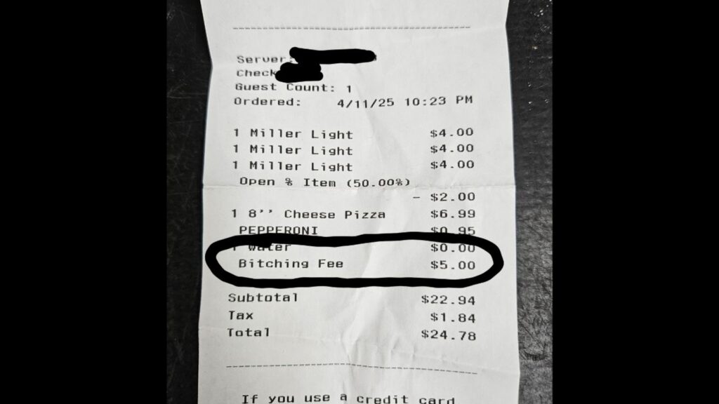 Indiana local charged bizarre ‘bitching fee’ at pizzeria – and the reason will shock you