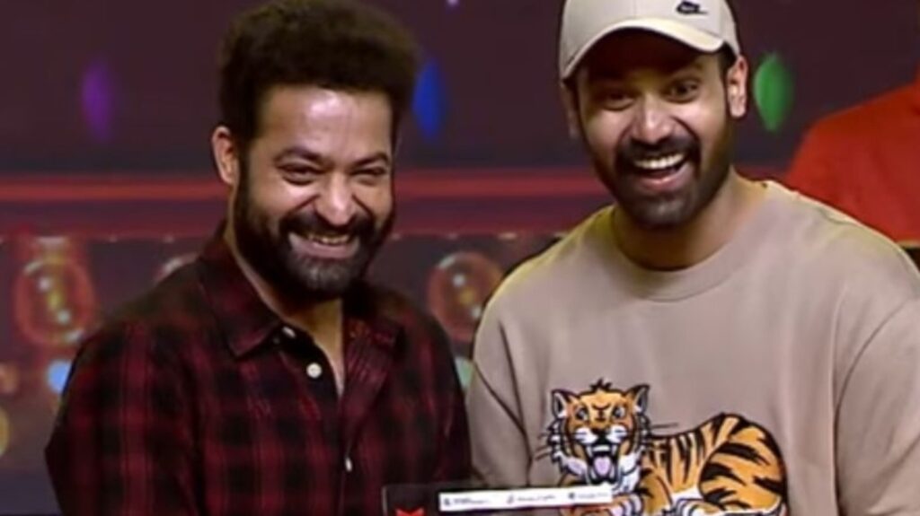 Jr NTR roguishly pinches brother-in-law Narne Nithiin at success event of MAD Square; see his reaction