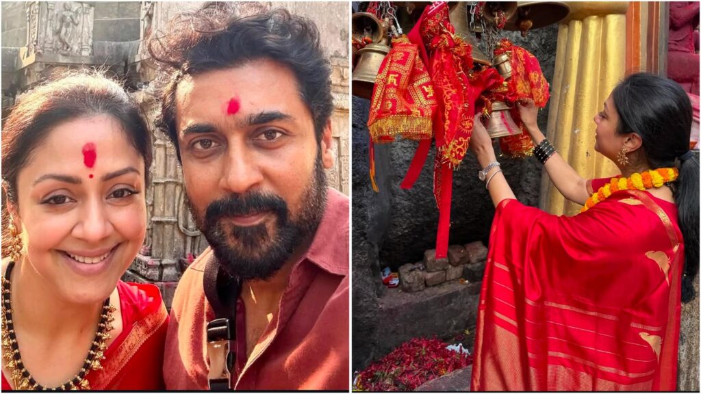 Jyotika embraces her ethnic side in beautiful red saree for temple visit with Suriya. See pics | Fashion Trends