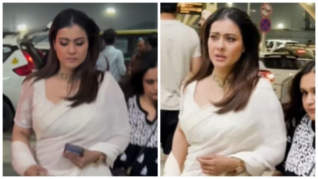 Kajol turns into Anjali from Kuch Kuch Hota Hai in saree as she adds elegant ethnic touch to airport look. Watch | Fashion Trends