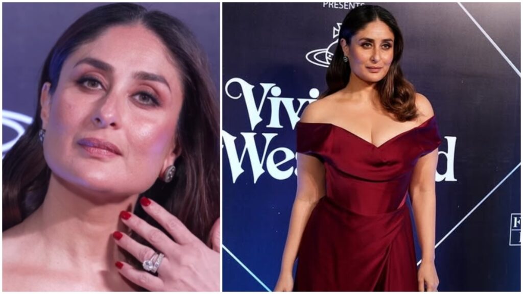 Kareena Kapoor massive diamond ring makes up for her lacklustre gown at the Vivienne Westwood Mumbai show. Watch | Fashion Trends