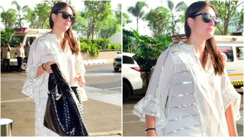 Kareena Kapoor wears simple white cotton kurta set, no makeup at airport; proves she can make anything look stylish | Fashion Trends