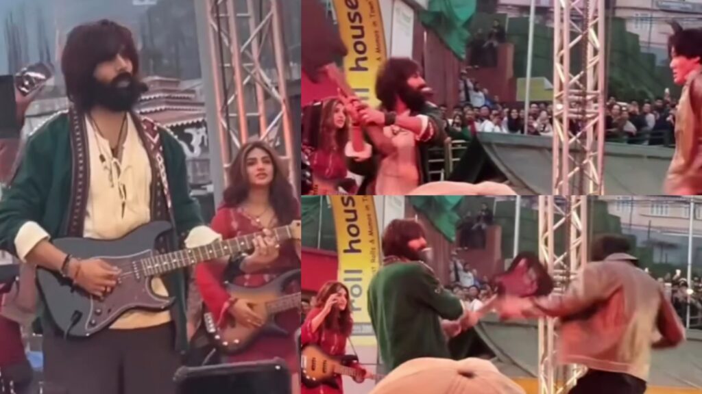 Kartik Aaryan gets violent in leaked shot from set, hits a man with a guitar; Sreeleela joins him as a rockstar