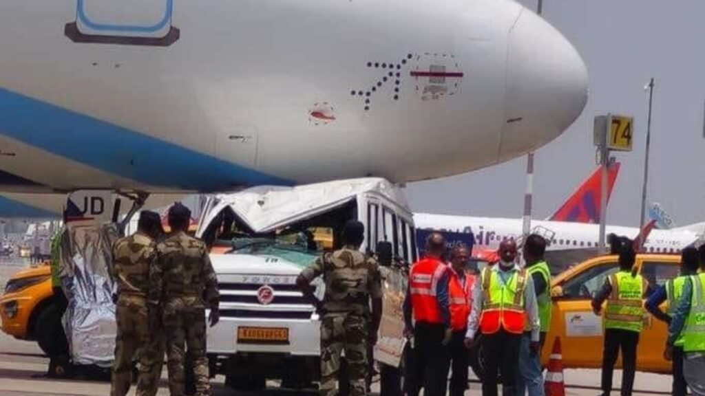 Mini bus crashes into parked Indigo aircraft at Bengaluru airport, no injuries reported | Bengaluru