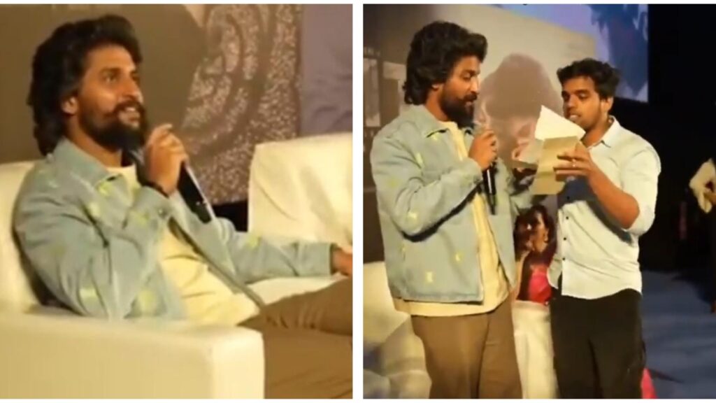 Nani’s warm gesture to a fan pitching a film script at HIT 3 event wins hearts. Watch