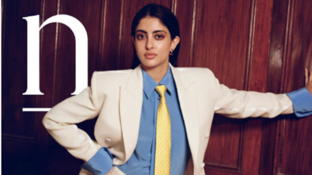 Navya Nanda slays a boss lady look in ivory suit, gold tie for a magazine photoshoot | Fashion Trends