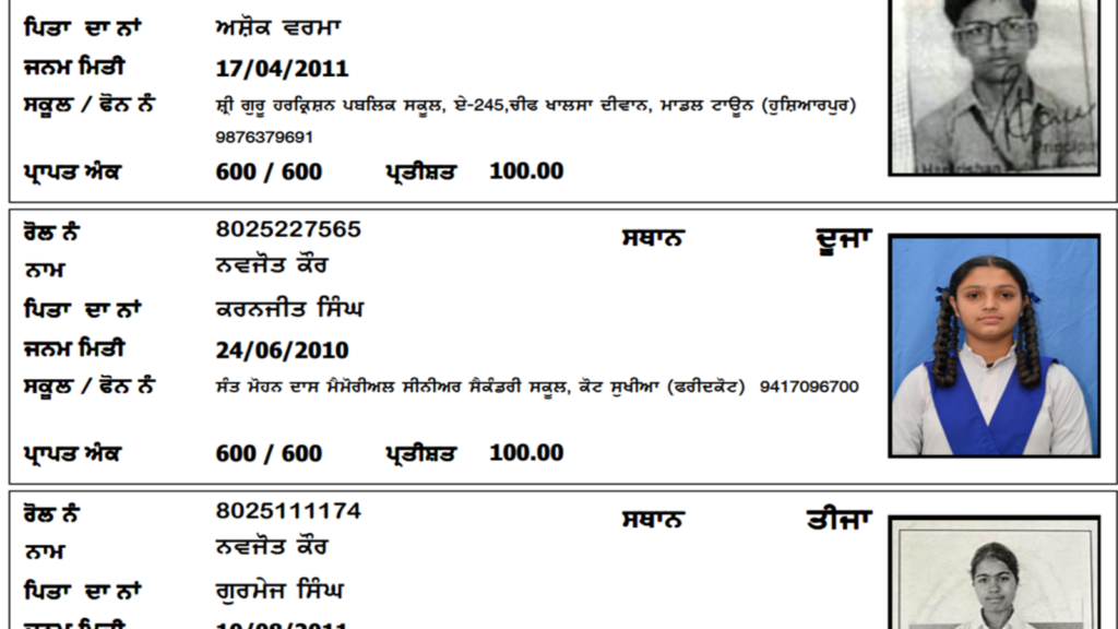 PSEB Class 8 Result 2025: Punjab Board 8th results declared, check pass percentage & toppers list here