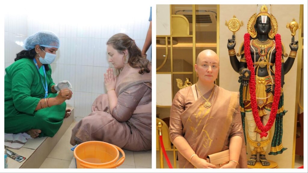 Pawan Kalyan’s wife Anna Lezhneva offers hair at Tirumala after son Mark Shankar’s recovery post Singapore fire incident