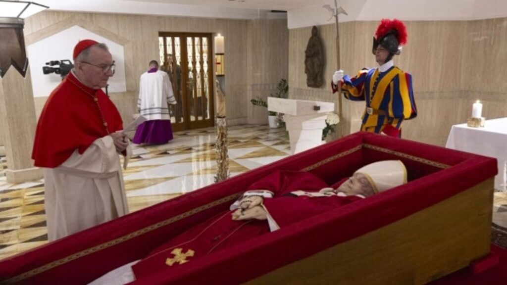 Photos show Pope Francis lying in open coffin ahead of his funeral, public viewing to start on Wednesday