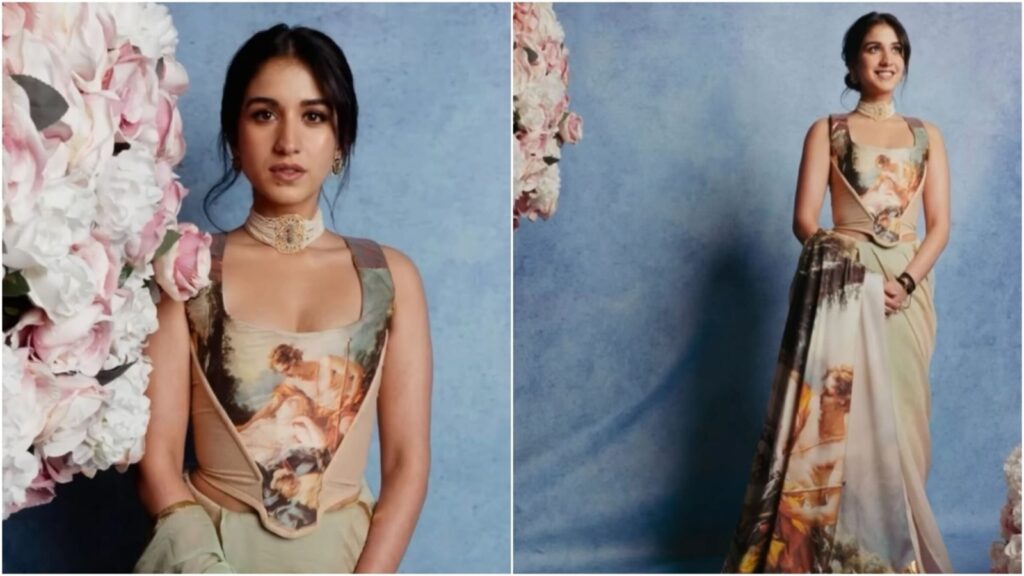 Radhika Merchant, in a Vivienne Westwood corset and custom saree, looks no less than a beautiful painting | Fashion Trends