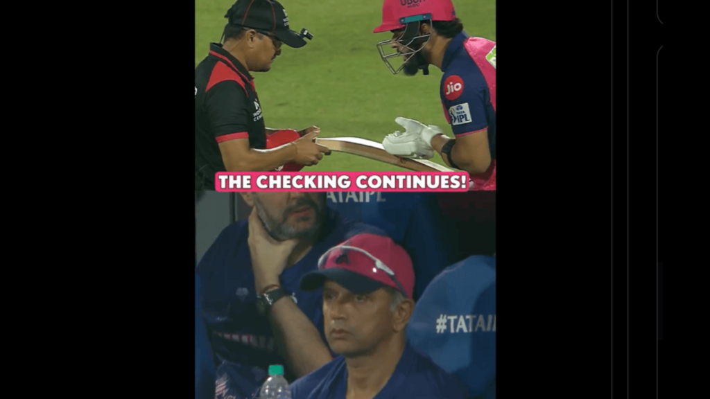 Rahul Dravid not amused by Riyan Parag’s failed gauge test; experts ask: ‘Why are you checking my bat again?