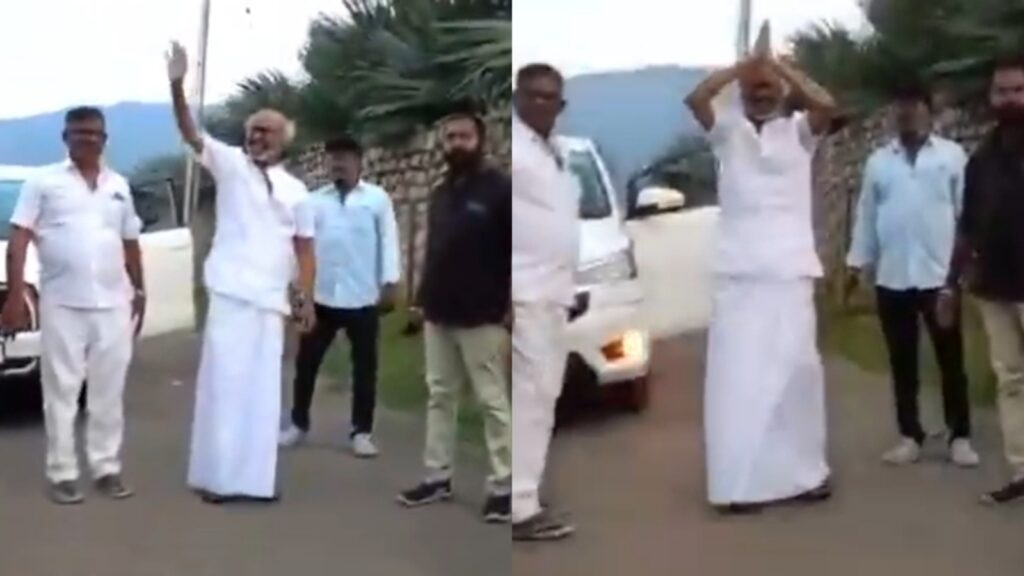 Rajinikanth gets out of car to greet fans screaming for their ‘thalaivar’ outside Kerala resort . See his reaction