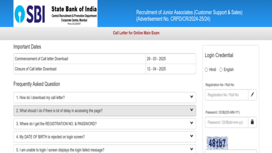 SBI Clerk Mains Admit Card 2025 Live: Junior Associates hall ticket out at sbi.co.in, direct link here