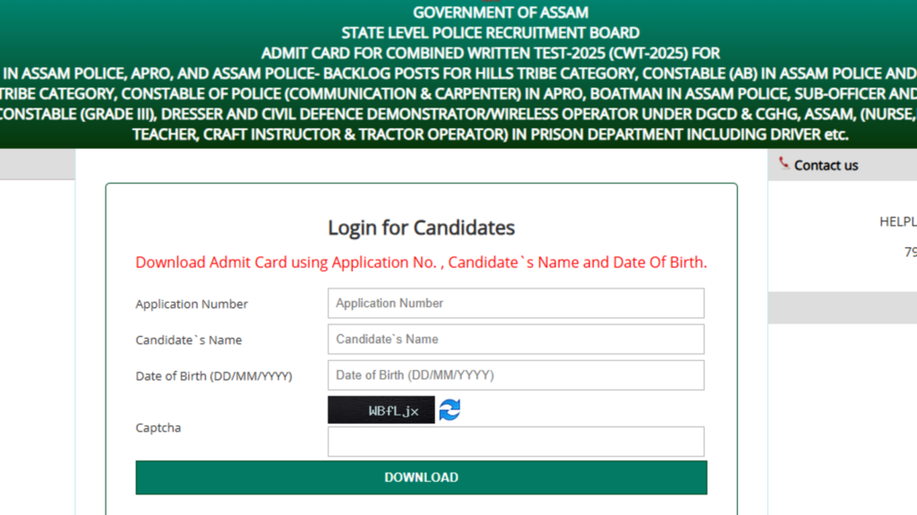 SLPRB Assam Police Admit Card 2025 released at slrpbassam.in, direct link to download Constable exam hall tickets