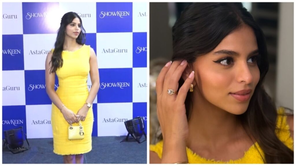 Suhana Khan in yellow bodycon dress is a literal ray of sunshine; her tiny Dior bag makes a serious style statement | Fashion Trends