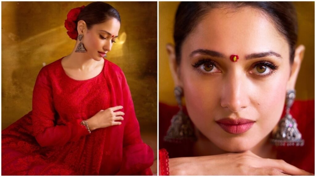 Tamannaah Bhatia embraces ‘colour of Shakti’ in sindoori red anarkali; Rasha Thadani and Priyanka Chopra heart it | Fashion Trends