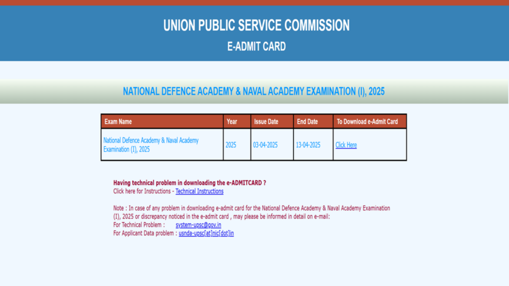 UPSC NDA, NA I Admit Card 2025 out at upsc.gov.in, download link here | Competitive Exams