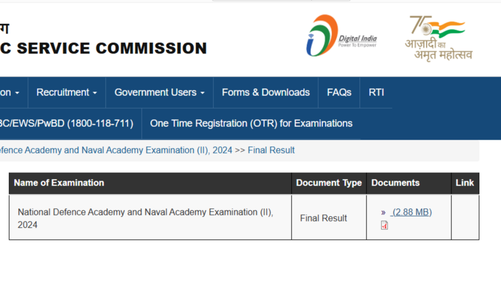 UPSC NDA NA II Final Results 2024 declared at upsc.gov.in, 792 candidates make the cut, check merit list here