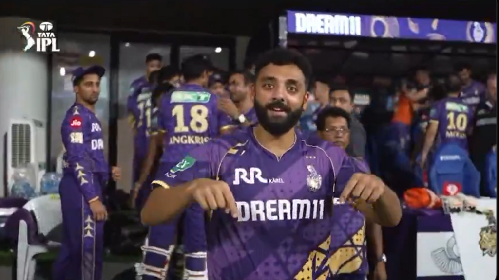 Varun Chakaravarthy apes KL Rahul’s ‘my ground’ celebration after KKR crush CSK in Chennai in IPL 2025