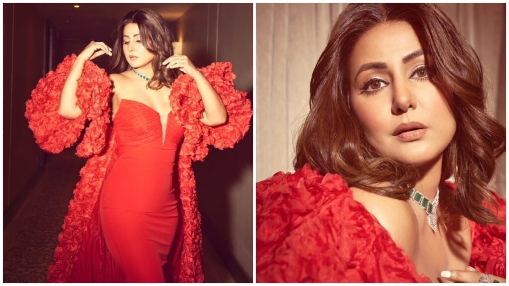 ‘You are a queen’: Hina Khan wows internet with fiery look in red gown, massive emerald-diamond necklace | Fashion Trends