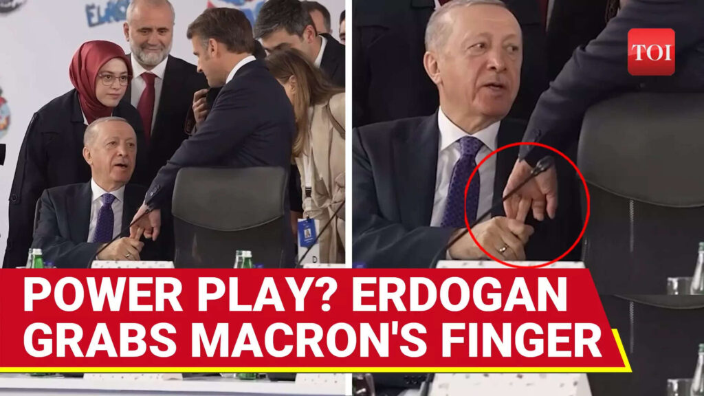 Erdogan Grabs Macron's Finger, Does Not Stand Up To Greet French Pres. | Drama On Cam
