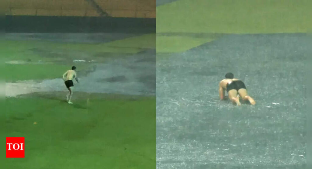 Tim David dives into puddle during RCB practice, teammates left in splits – WATCH