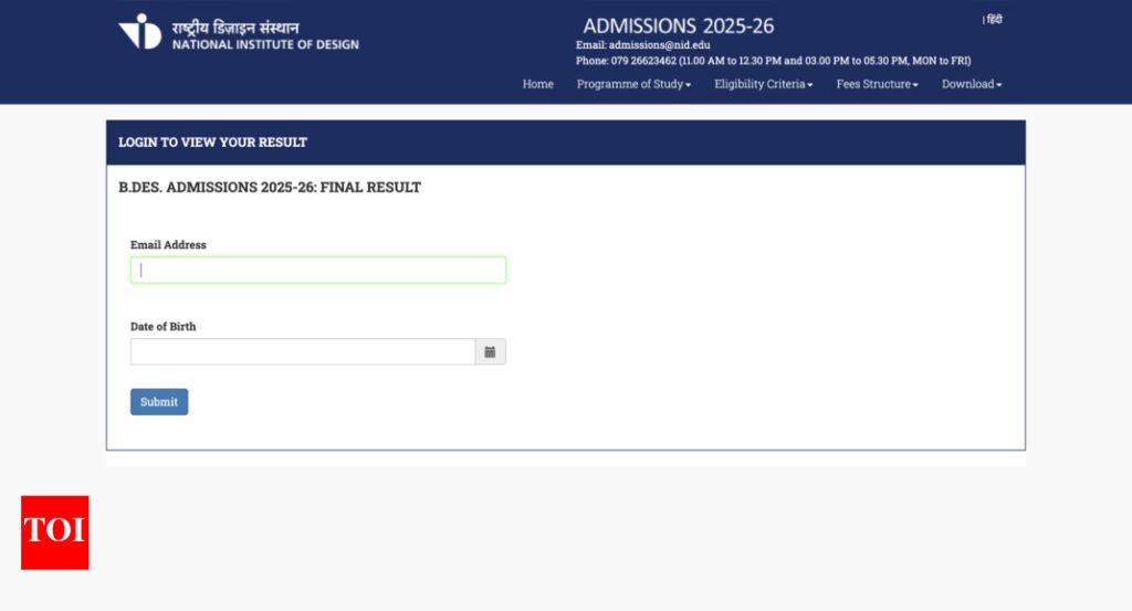 NID DAT BDes 2025 final result declared, submit campus preference online till this date