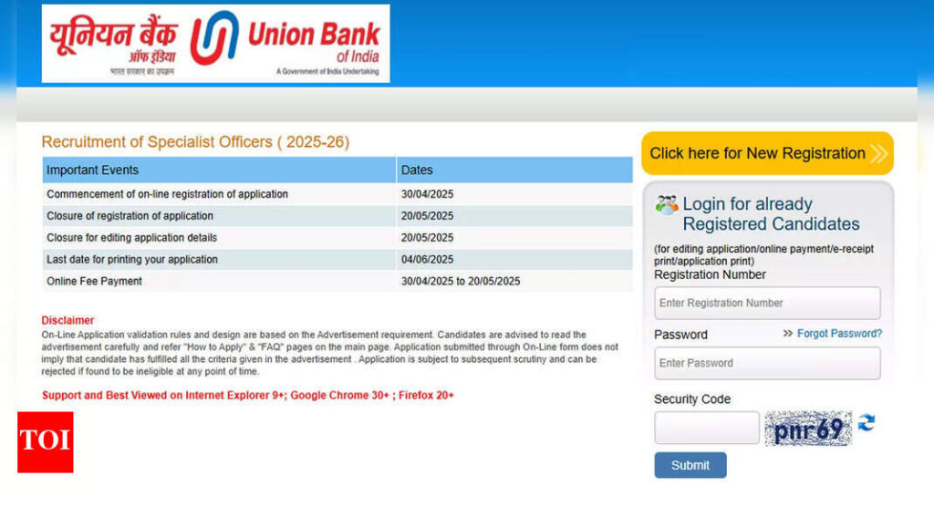 Union Bank SO recruitment 2025: Last date tomorrow to apply for 500 specialist officer posts; check direct link here