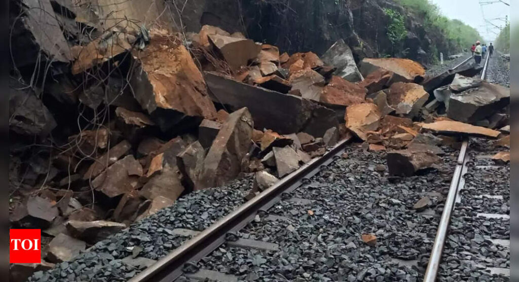 Mumbai Weather: Boulder Falls on Konkan Railway Track Amid Heavy Rains; Site Secured | Mumbai News