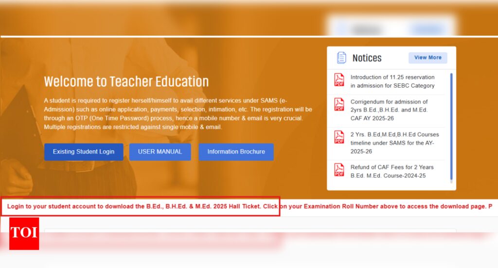SAMS Odisha BEd admit card 2025 out: Direct link to download scorecards and other key details here