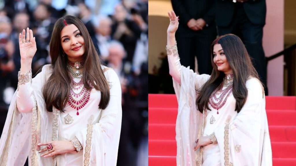Aishwarya Rai is a vision in ivory as she flaunts sindoor in much awaited Cannes 2025 appearance