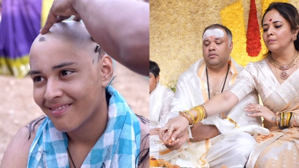 Anasuya Bharadwaj thanks her ‘Gen Alpha’ son for agreeing to an Upanayanam; shares video of him getting tonsured