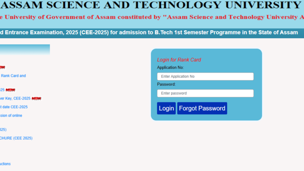Assam CEE Results 2025 declared at astu.ac.in, direct link to download here